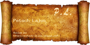 Petsch Lajos névjegykártya